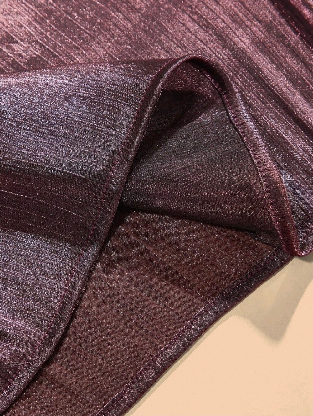 New Chic Metallic Crinkle Bow Tie Neck Top Blouse Purple - Picture 10 of 14